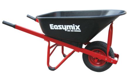 EASY MIXSTEEL RED HANDLE STEEL WIDE PNEUMATIC WHEEL POLY TRAY
